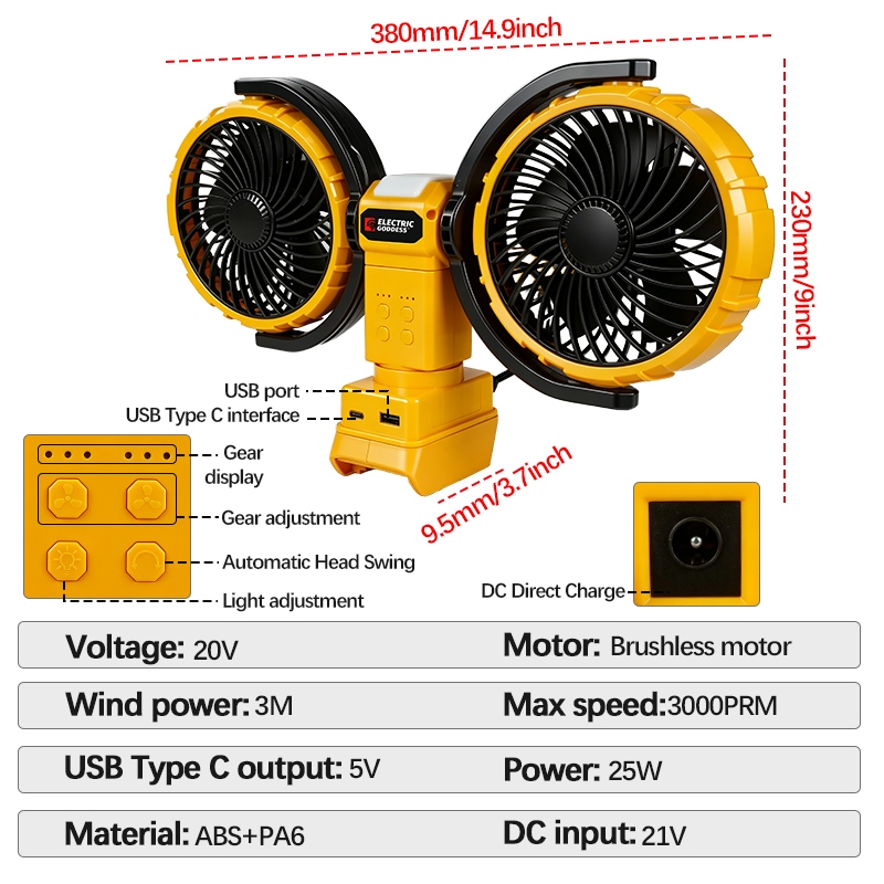 3000RPM 휴대용 듀얼 헤드 팬 360 °   회전 - Woodworking Tool Stores 리뷰 및 가격